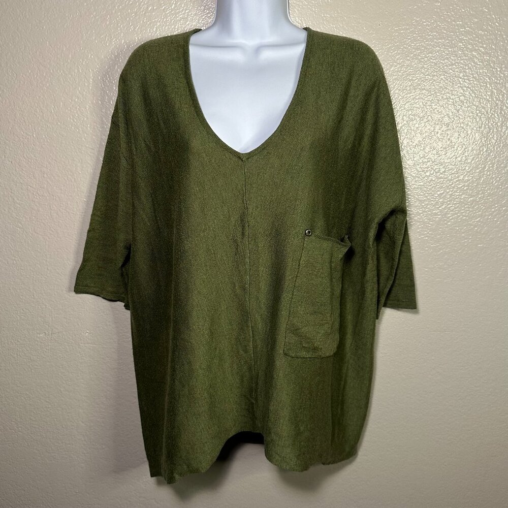 Kerisma Wool Blend Raven Top in Olive Green